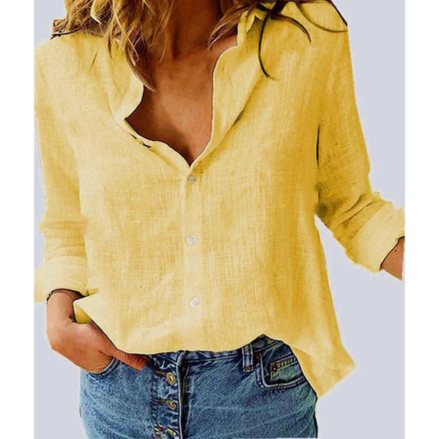 Long Sleeve Cotton/linnen blouse, Casual Loose Fit (Up to 5XL)