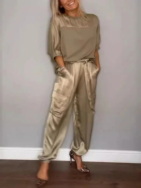 Elegant Women's Smooth Satin Set