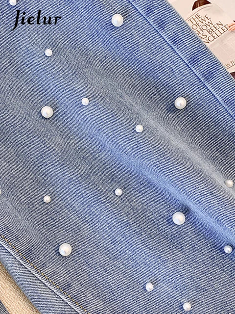 Parel Chique Damesjeans Hoge Taille, Losse wijde Pijpen Broek