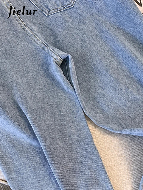 Parel Chique Damesjeans Hoge Taille, Losse wijde Pijpen Broek