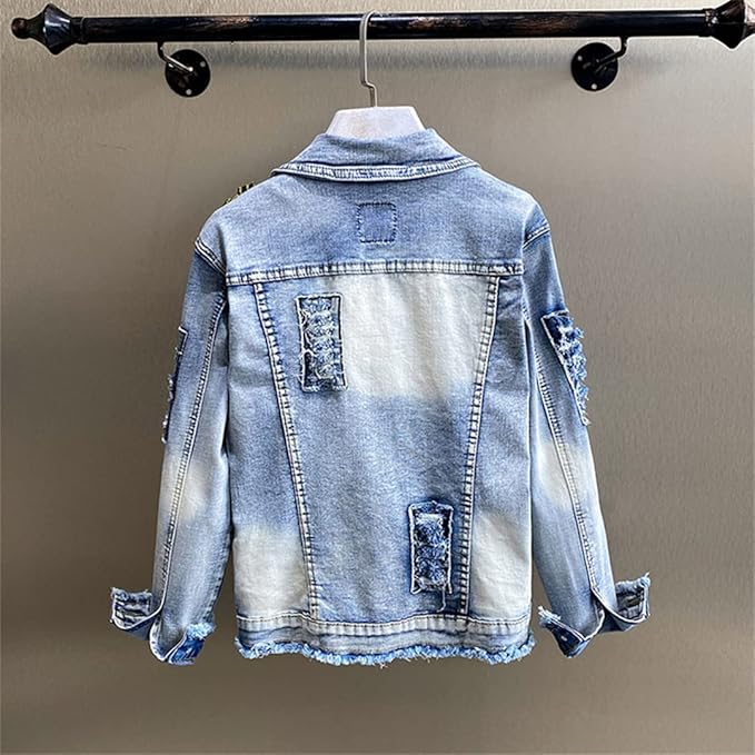 Denim Bloem Lovertjes Jasje Kort