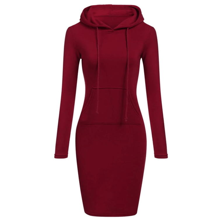 Slanke Pullover Hoodie Jurk