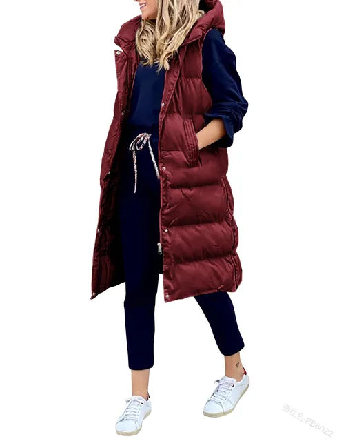 Casual  Long Cotton Jacket met capucon