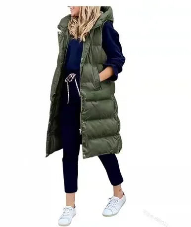 Casual  Long Cotton Jacket met capucon