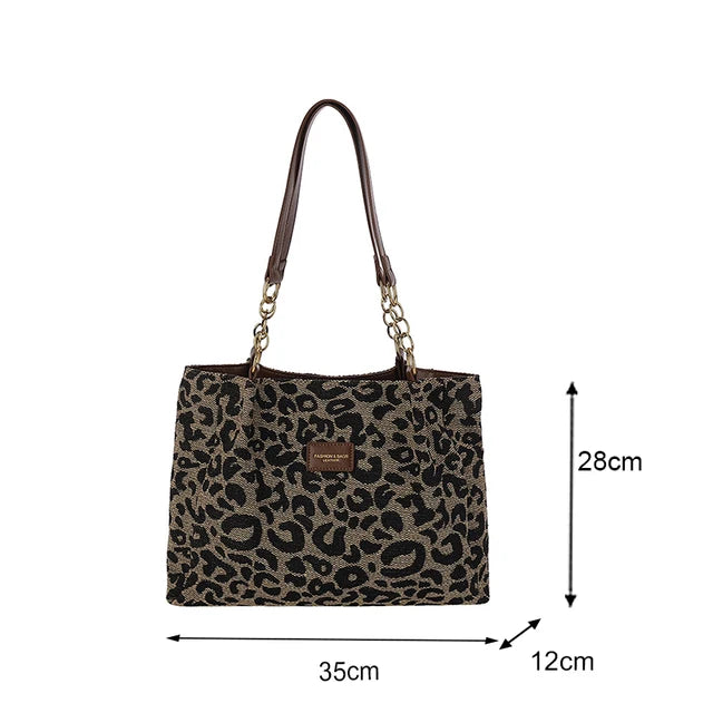 Moderne veske med leopardmotiv Allsidig med stor kapasitet 