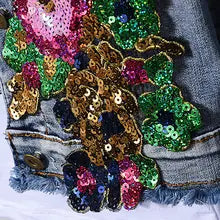 Denim Bloem Lovertjes Jasje Kort