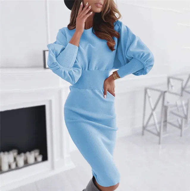 Elegante jurk Lantaarn Mouw