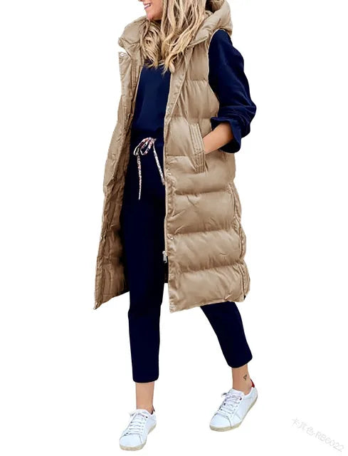Casual  Long Cotton Jacket met capucon